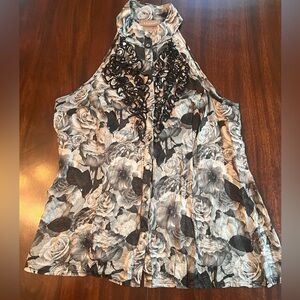 Kenar 100% Silk Halter Neck Floral Blouse - Medium
